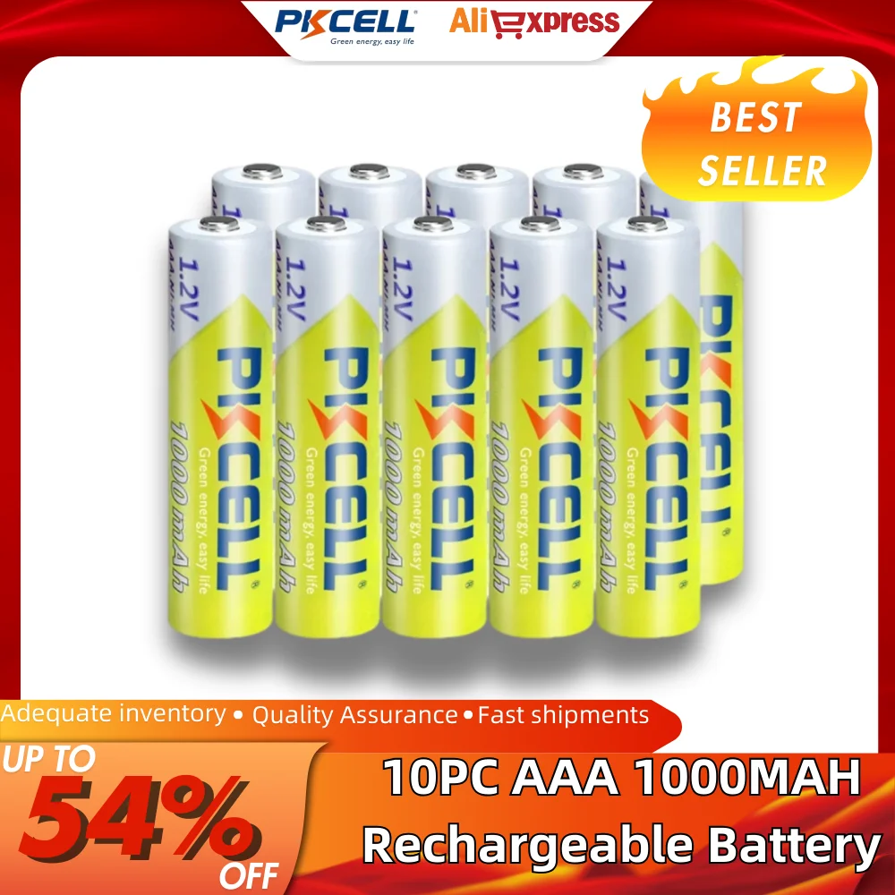 10PCS PKCELL 1.2v NI-MH AAA Battery 3A 1000MAH AAA Rechargeable Battery aaa nimh battery batteries rechargea for flashlight toys