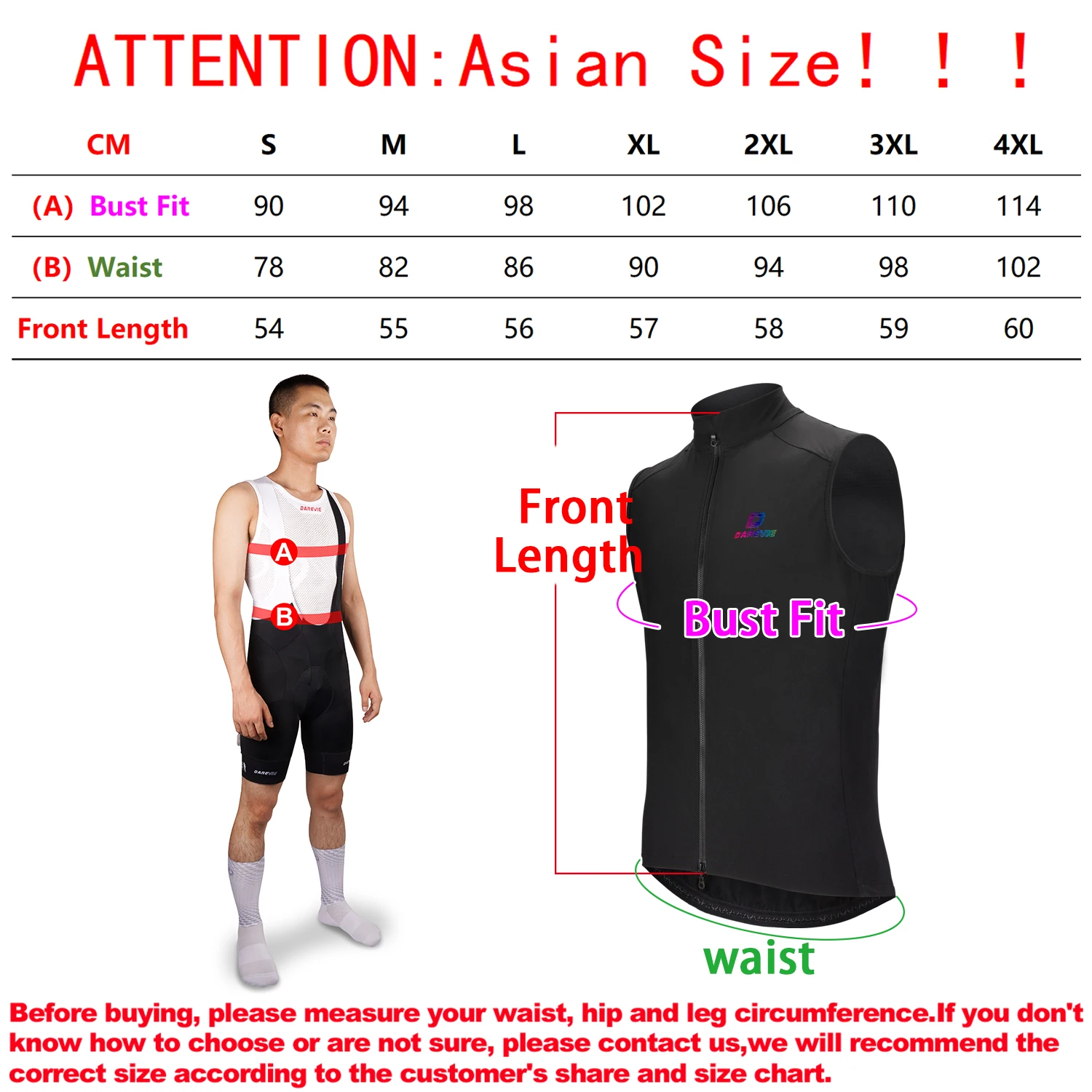 DAREVIE Cycling Vest Thermal Winter Windproof 2 Way Zippers Waterproof Cycling Windbreaker Back Zipper Pockets Men Women Rainbow 6