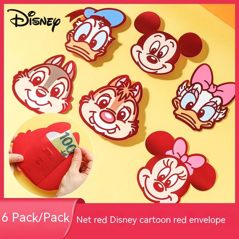 

Disney 6pcs Cartoon 3d Red Envelope Creative Cute Personality New Year Children Lucky Money Spring Festival Christmas Gift Bag
