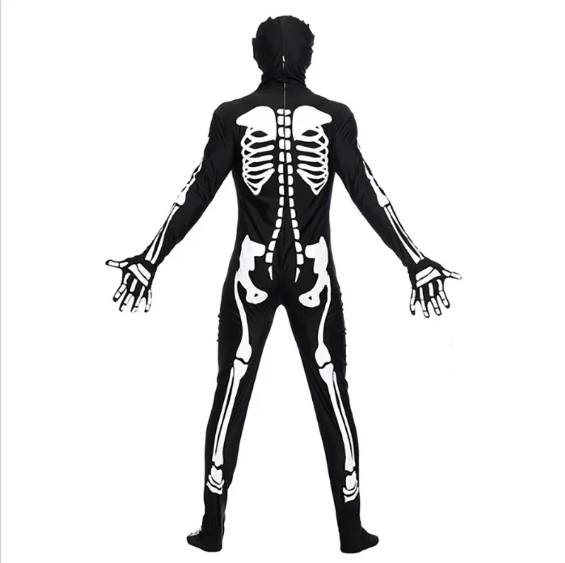 Grim Reaper Ghost Costume Halloween Hood Gown Robe Skeleton Adult Men Gothic Dress Catsuit Black Evil Death Scary Horror Outfit