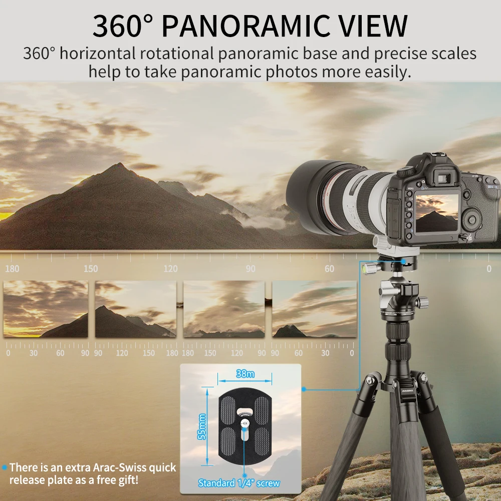 E34/E40 Professional Tripod Ball Head Low Profile Gravity Center Panoramic Ballh
