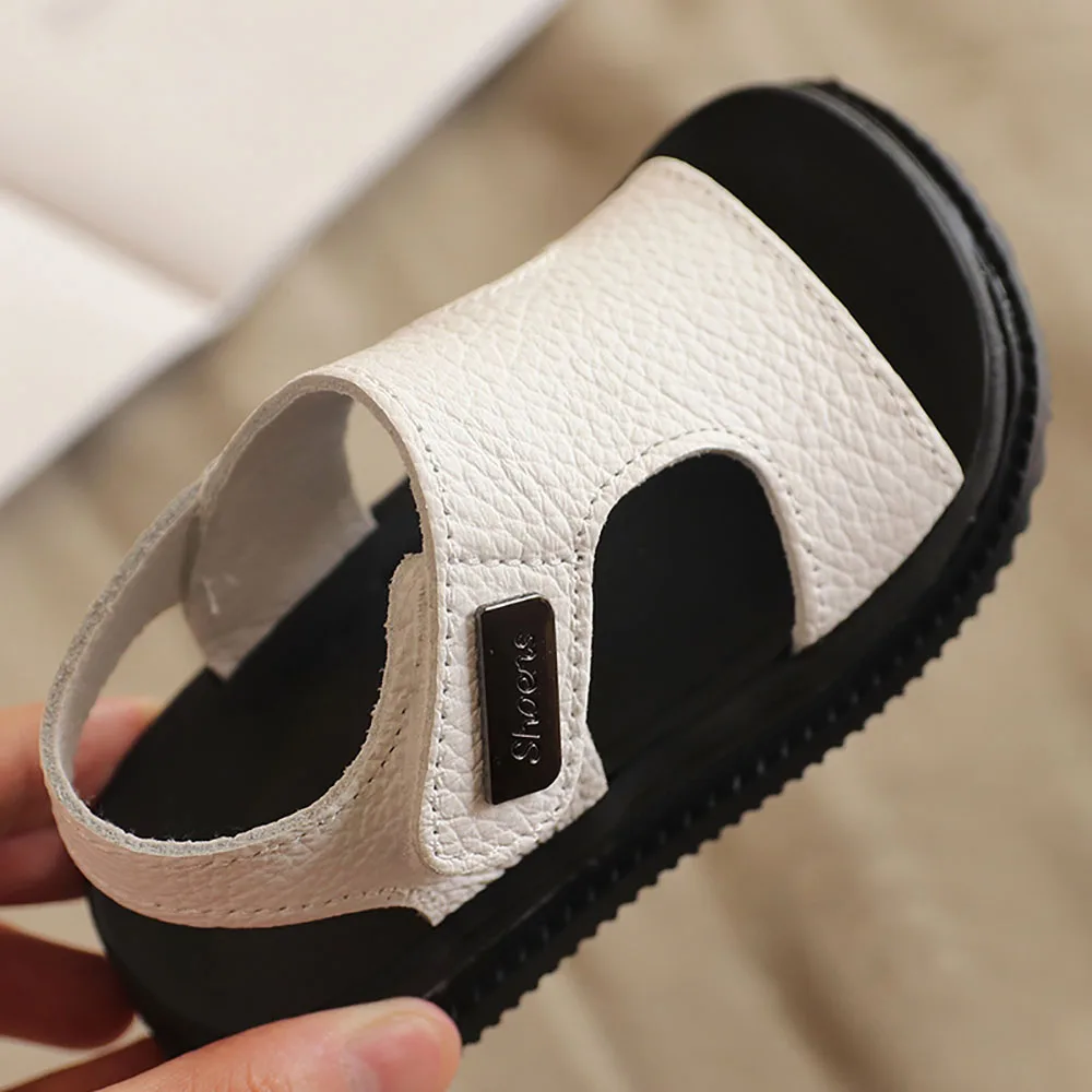 Summer Beach Sandals For Boys Korean Style Children Footwear PU Leather Anti-slippery Soft-soled