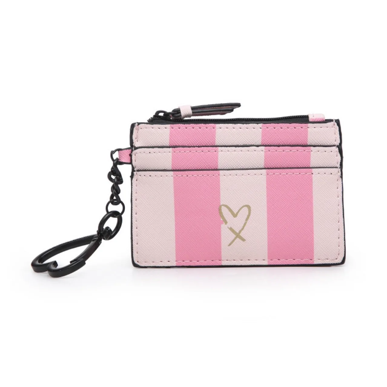 Victoria's Secret Key Pouch Credit Card Coin Wallet in Pink & White Stripe