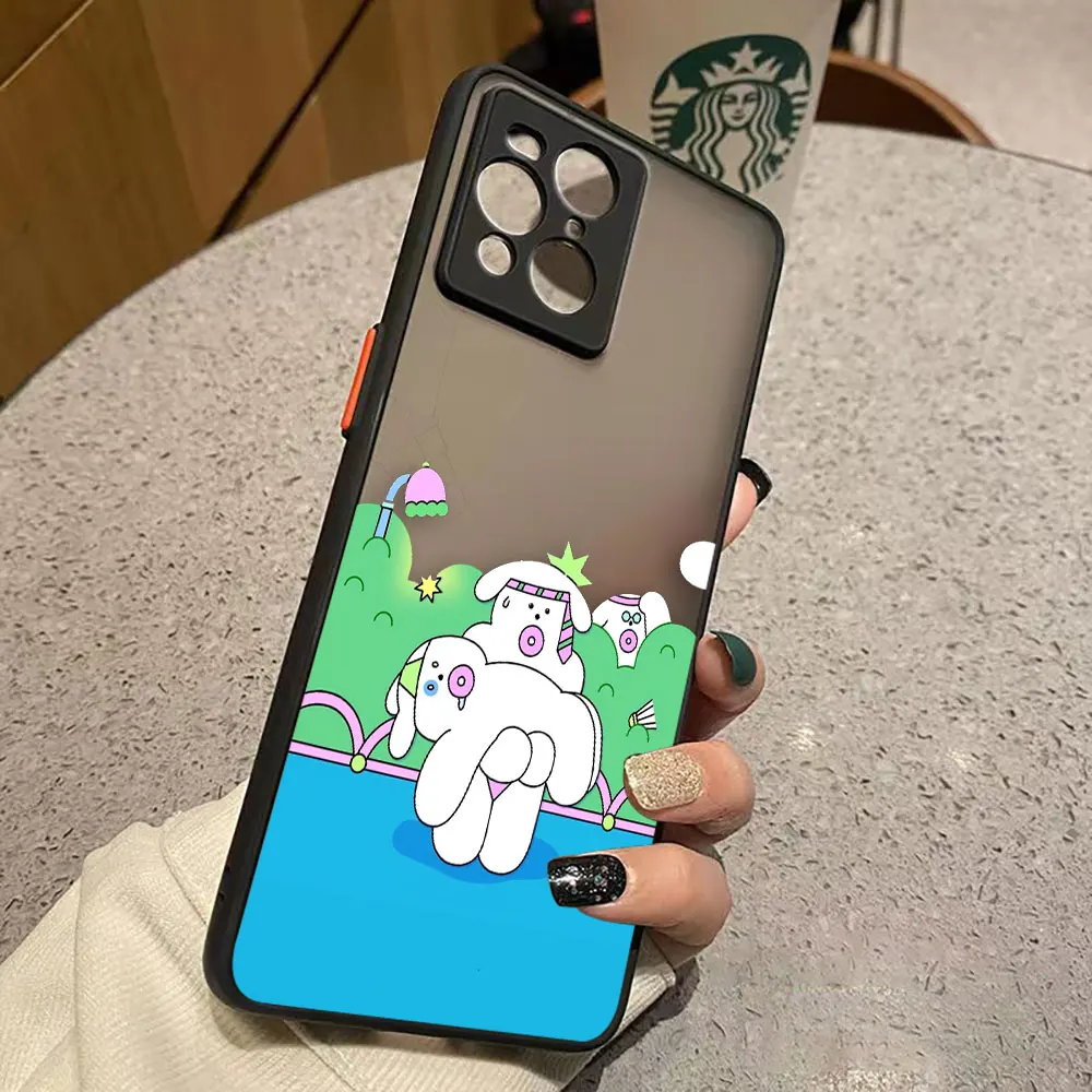 thumbnail image 1 of Funda mate para OPPO Realme 10 9 9I 8 8I 7 7I 6 5 FIND X3 X4 PRO 4G 5G Funda Coque Capa Funda carcasa cerdo blanco conejo dibujos animados, 1 of 5