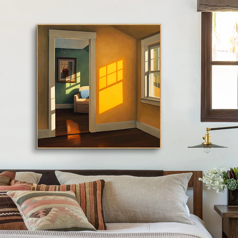 French Vintage Nordic Wall Art Poster Window Sunlight Mural Modern Home Decor Canvas Picture Print Living Room Bedroom Decorate