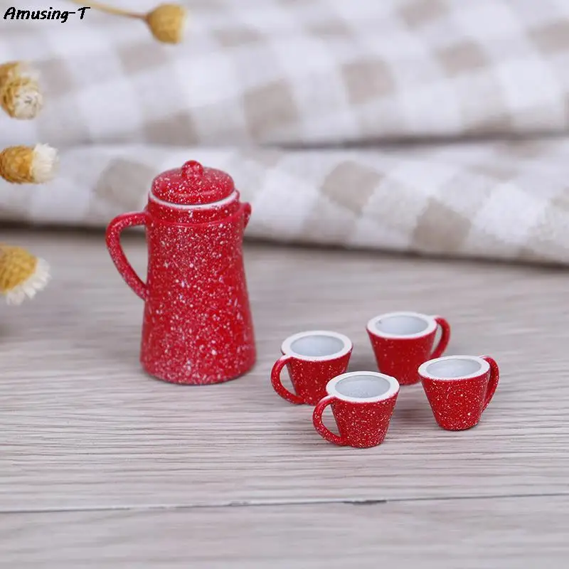 1/12 Kaffee Tee Deckel Topf Puppenhaus Miniatur Porzellan Kessel Tassen Set so tun, als spielen beste Geschenk Mädchen Puppe Küche klassisches Spielzeug