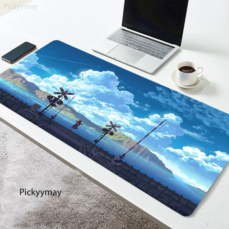 Céu Nuvens Mouse Pad Acessórios para Jogos Mause Anime Mesa Teclado Tapete Mausepad Gamer Computador Tapete de Borracha Escritório Azul Mousepad - Imagem 4