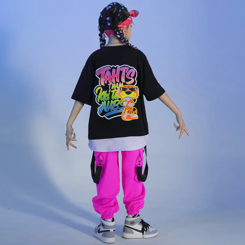 Kids Kpop Teen Hip Hop Clothing T Shirt Sport Tee Top Summer Cargo Shorts Streetwear For Girl Boy Jazz Dance Costume Clothes