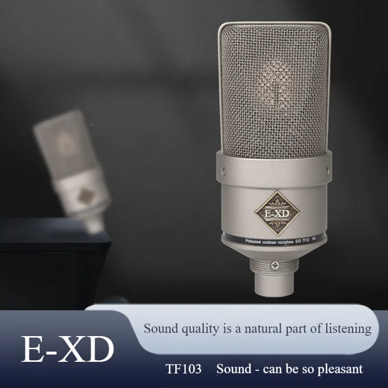 EXD-TF103 스튜디오 콘덴서 마이크 34mm 골드 다이어프램 카디오이드 48V 팬텀 파워 (팟캐스트/보컬/악기용) 저소음 고SPL