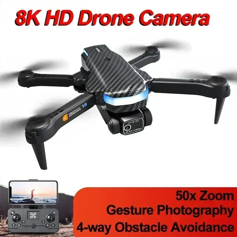 8K Optical Flow Drone 2 Camera Intelligent Obstacle Avoidance RC 5000m Adjustable Height Aerial Photography Quadcopter for Xiami drone quadcopter