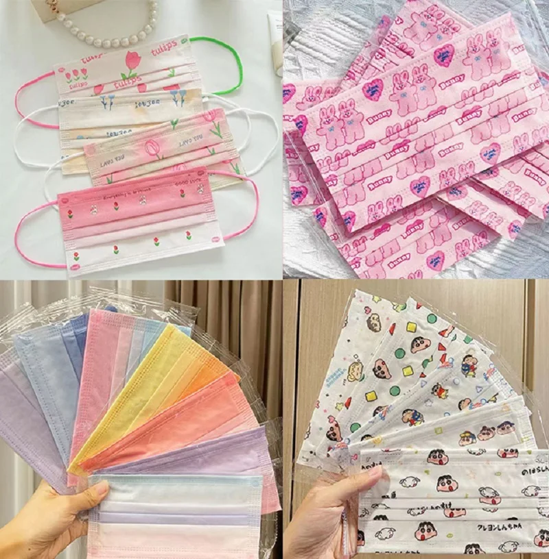 Fun Masks 30PCS Random Mixed High Grade Fabric Breathable Sun Blocking UV Protection Independent Packaged Disposable Mask