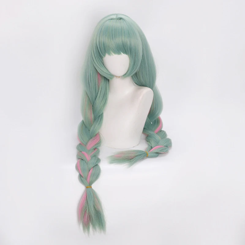 Generic Light Green Braided Heat-Resistant Synthetic Wig for Cosplay Events