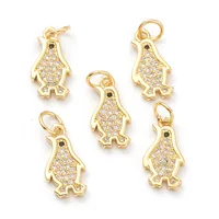 Pandahall 10pcs Mixed Color Penguin Brass Clear Cubic Zirconia Pendants Charms with Jump Ring For Necklace Jewelry Making Gift 2