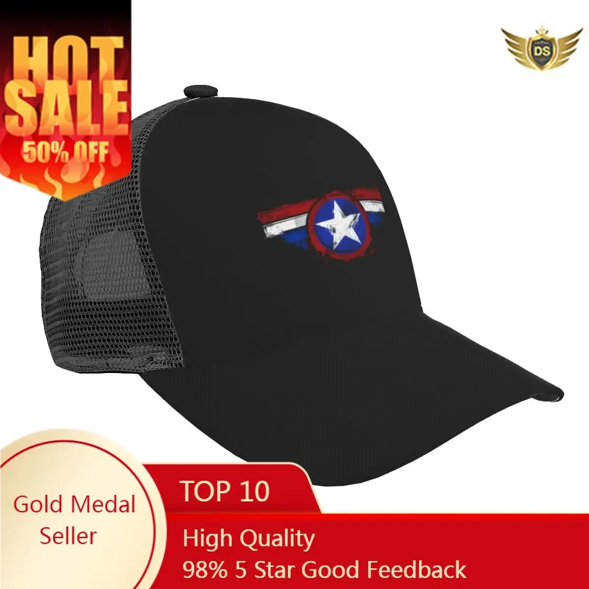 

Summer Unisex Baseball Cap Male Female Breathable Mesh Snapback Hat American Shield Casual Sport Hat