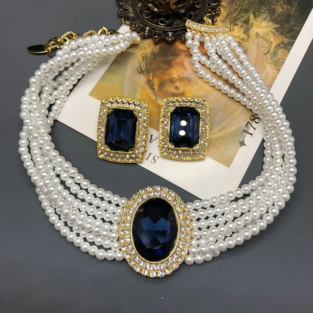 Pearl Necklace Diana Sapphire Earrings Princess Diana Choker