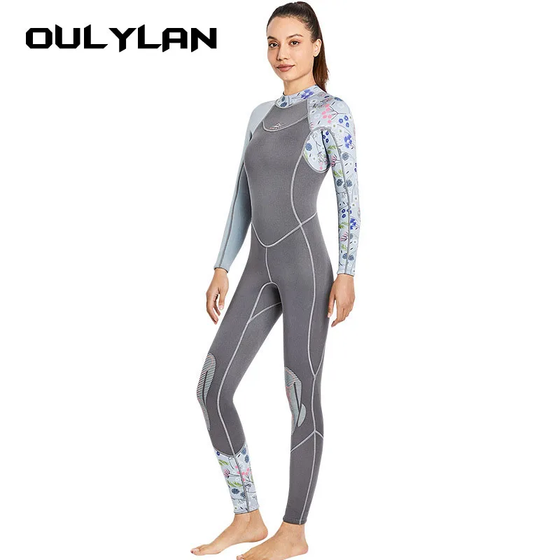 

Oulylan Diving Suits Women Snorkeling 3mm Neoprene Wetsuits Full Body Scuba Surfing Swimming Long Sleeve Warm for Water Sports