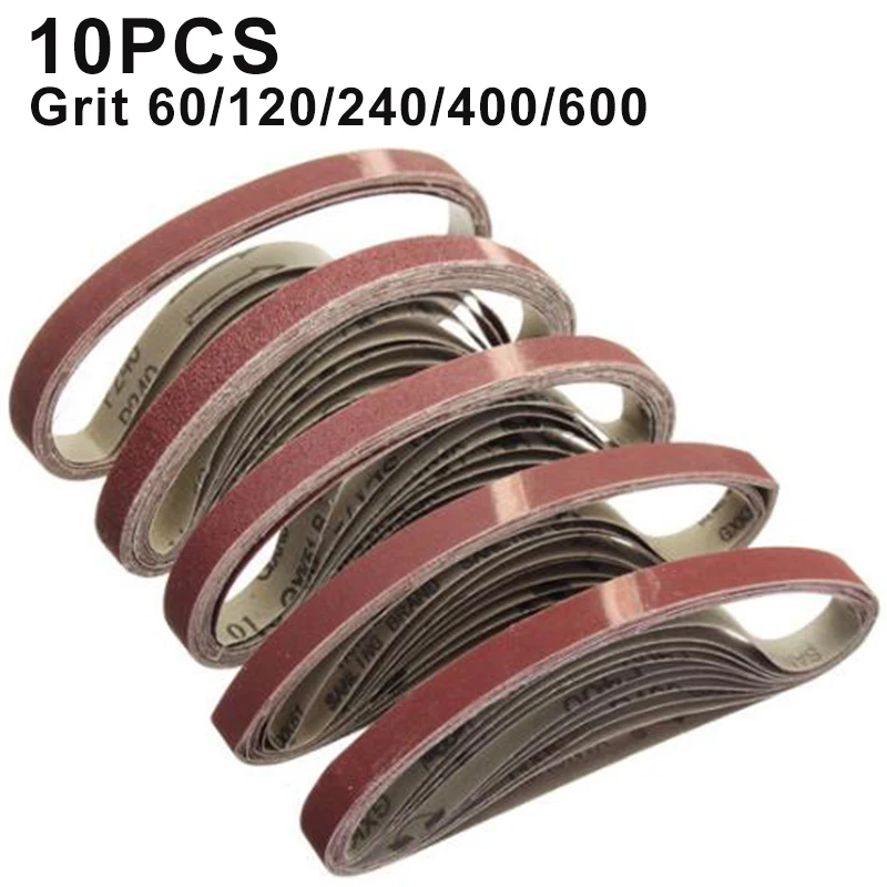 10 PCS/Set Sanding Belts 60-600-Grit Abrasive Bands For 15x452 Mm M10 Sanders File Sanders Belt Wood Soft Metal Polishing