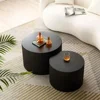 Round Coffee Table Sets, Nesting Coffee Tables for Living Room, Modern Wooden Side Tables Accent End Table for Home, Café Tables 3
