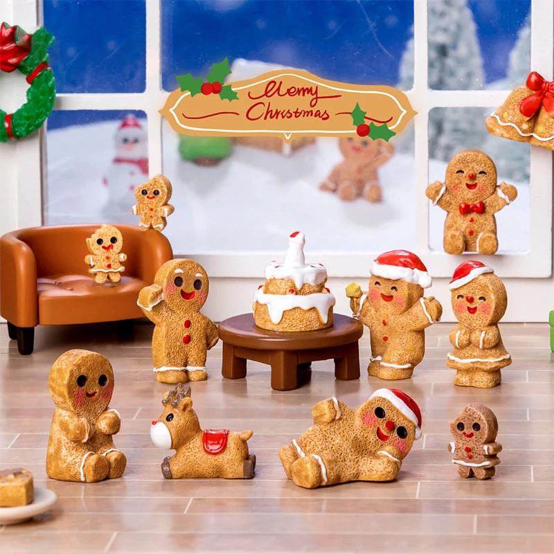 Description Picture 2 of itemNew 1Pc Mini Christmas Ornament Gingerbread Man Snowman Micro Landscape Dollhouse Model Car Interior Home Desktop Decoration