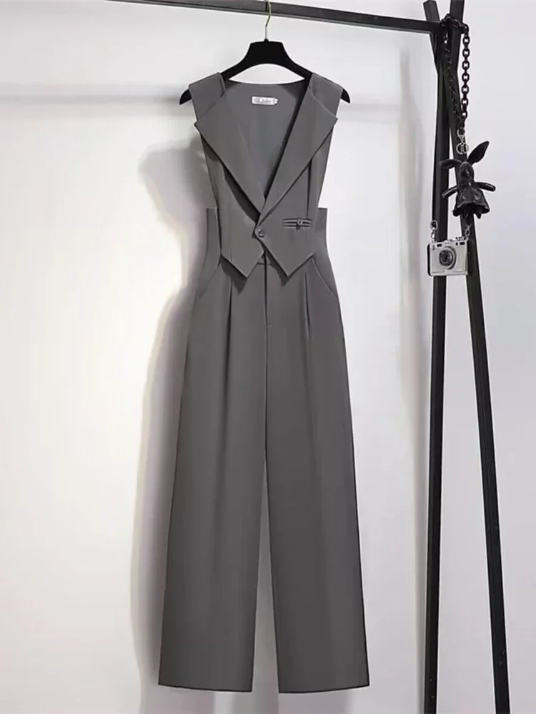 2024 New Office Lady Jumpsuit Women Spring Autumn High Waist Suit Jumpsuits Combinaison Femme Elegant Overalls