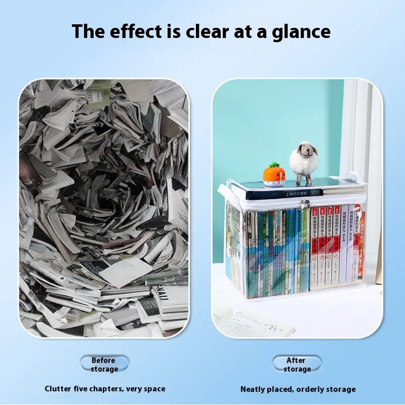 Transparent Book Storage Bag Stackable Case Comic Collection Container With Zipper Dust Proof Organizer Collapsible Book Pouch