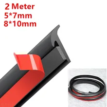 

2M Car Rubber Sealing Strip Slanted T-Type Weatherproof Edge Trim Universal Auto Seal Protector Sticker Car Accessories