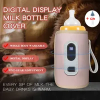 USB Milk Water Bottle Warmer  for Breastmilk and Formula with Led Display, 5 Temperature Adjustable Baby Milk Warm Keeper