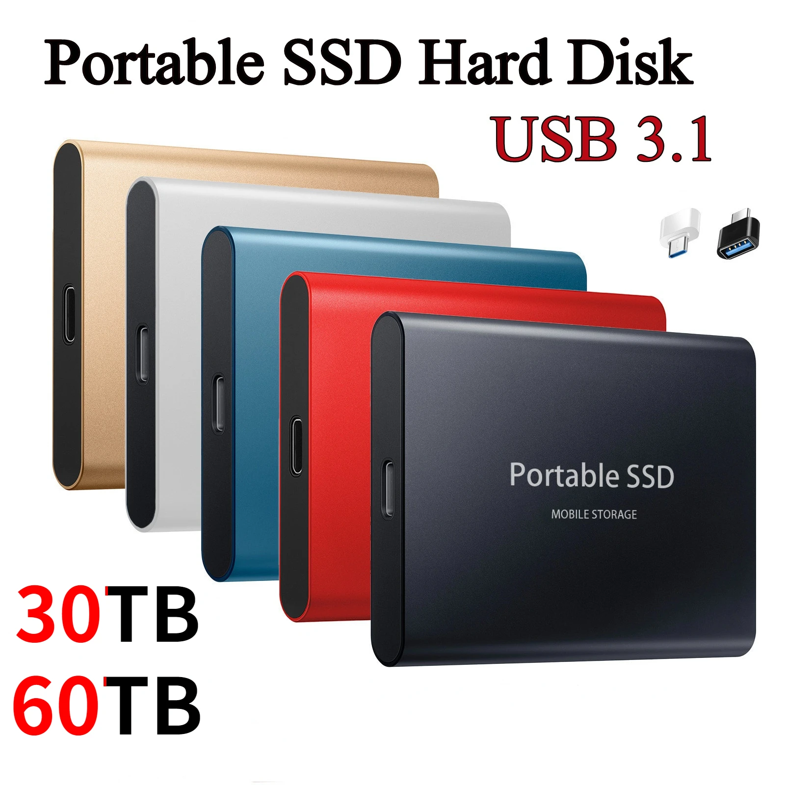 Portable Ssd Typec Usb 3.1 8tb 16tb 30tb 60tb Ssd Hard Drive 2tb