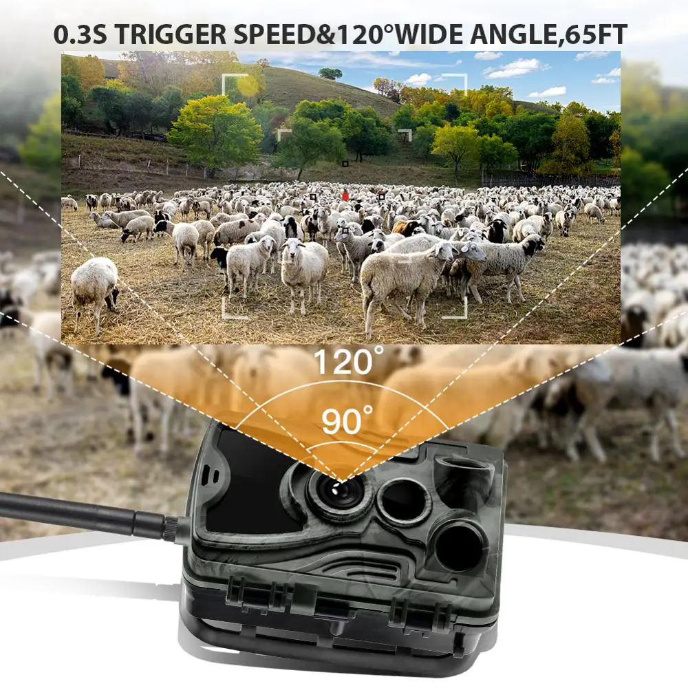 Hunting Trail Camera 4G HD 1080P FTP SMTP MMS SMS Night Vision 20MP Lithium Battery Wireless Wildlife Trap Game Cam