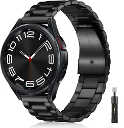 Premium Metal Watch Strap Bracelet - Adjustable 20mm & 22mm Bands, Silver Finish for Watch 5 40mm 44mm (Black and tool)