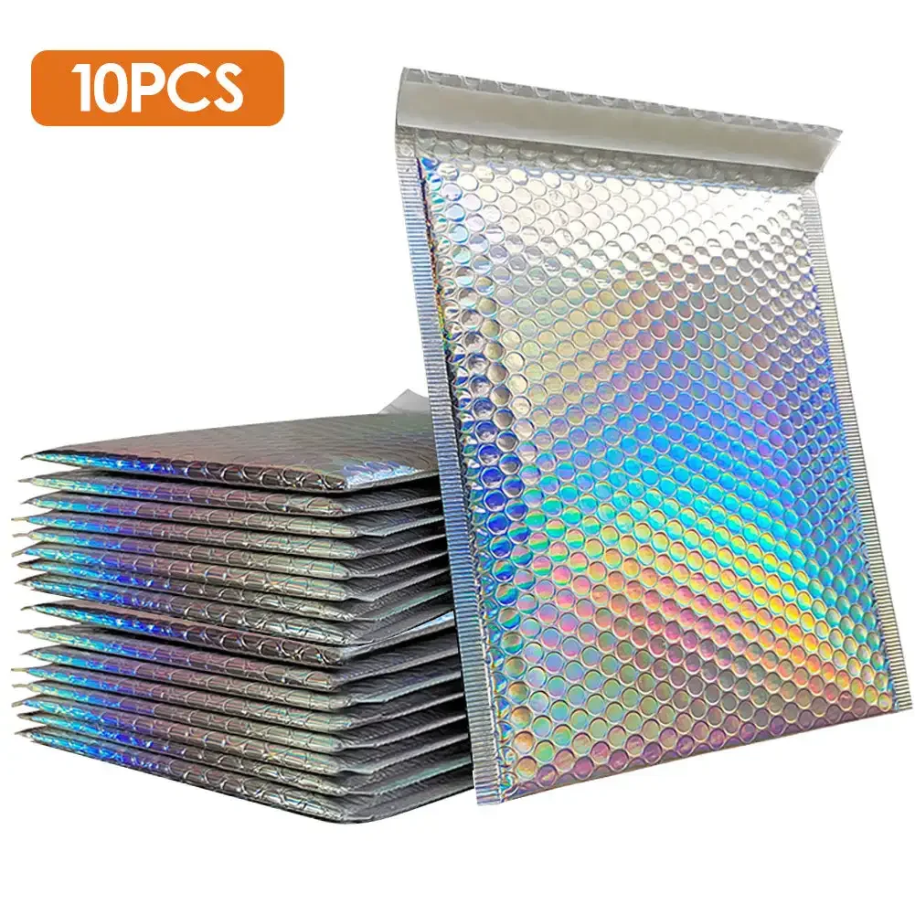 Self Seal Postal Gift Packaging Bags Bubble Mailers Aluminized Bags Laser Envelope Book Shipping Package Colorful 10Pcs/Lot