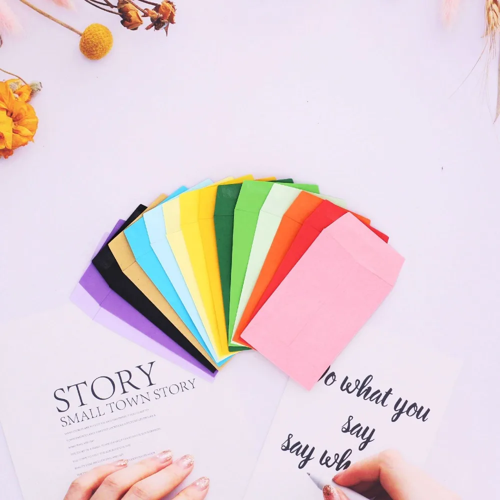 100pcs 6x9cm Kraft Paper Bag Cute Mini Pink Blue Envelope Gift Wrap Pouch Gift Bags Candy Bags Snack Baking Packaging