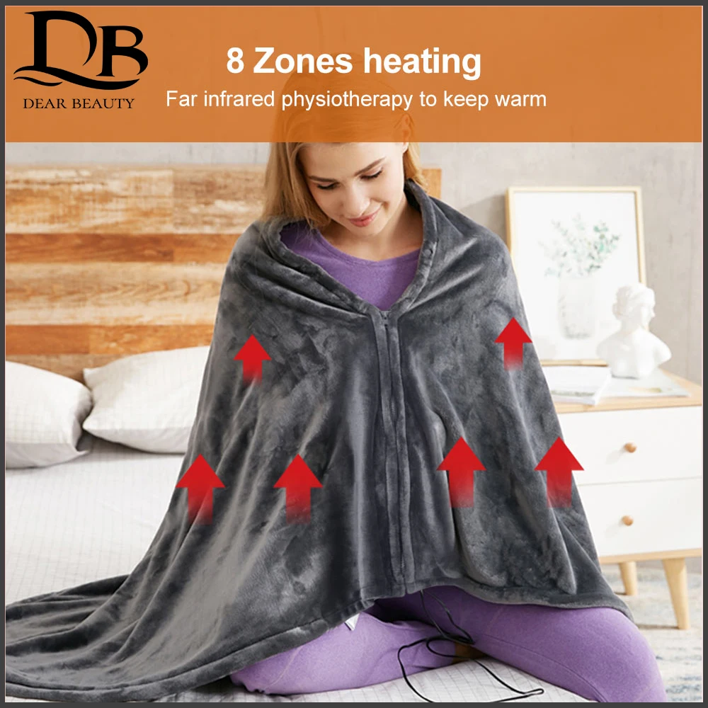 

Нагревательное одеяло, Электрический плюшевый плащ из кораллового флиса с защитой от холода, сохраняющий тепло массаж, Отдых на природе, для офиса, дома, USB
