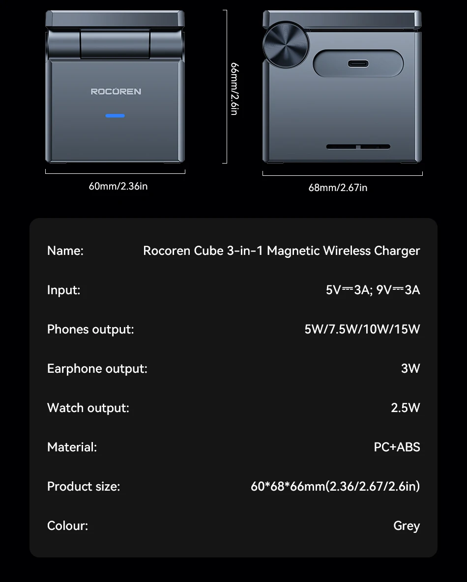 S9896261a7df94041bb0798490975b743G Chargeur Rocoren Sans Fil iPhone Samsung – Station de Charge Verticale Rapide