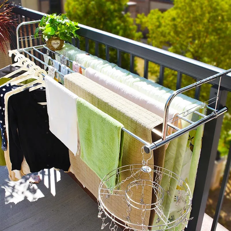 

Cheap Portable Foldable Window Drying Rack Stainless Steel Hanging Drying Rack Balcony Drying Shelf Towel Quilt Stand