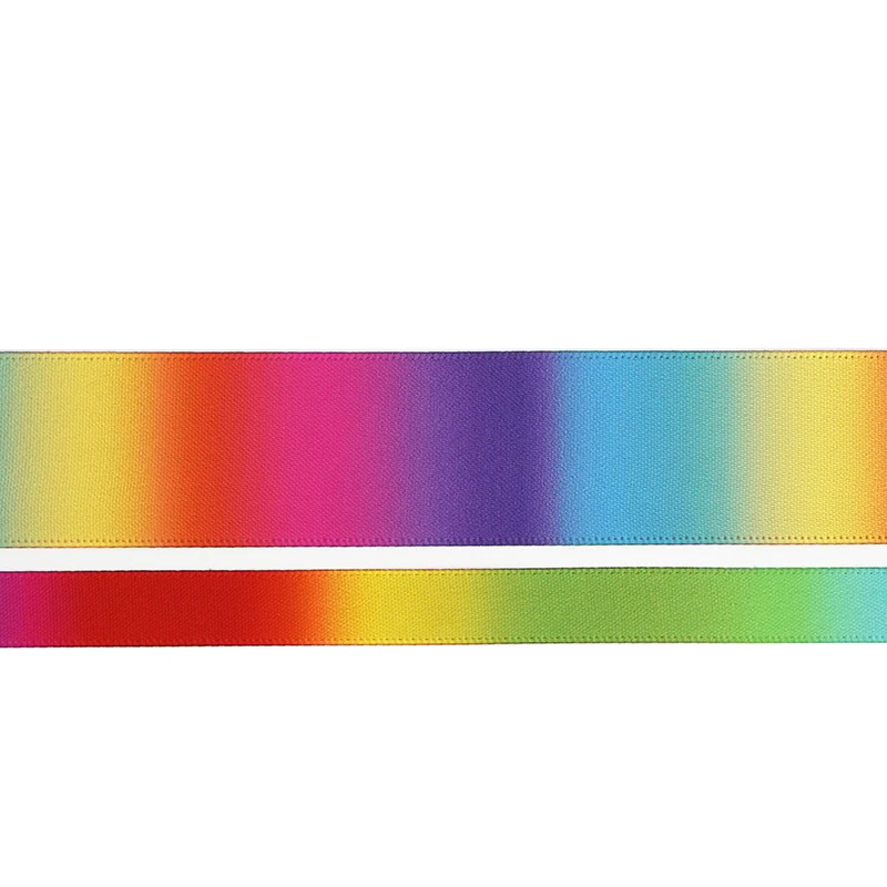 9mm-50mm Rainbow Gradient Double Face Printed Satin Ribbon for Gift Package Diy Decorative Ribbon Children's Hair Bows 100Yards
