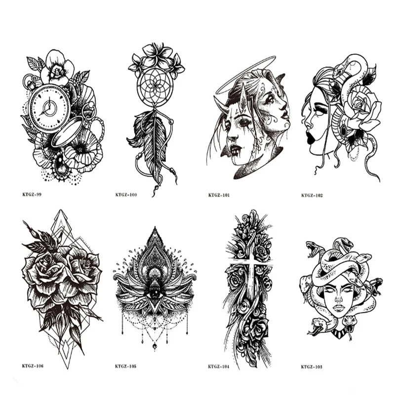 

Temporary Waterproof And Sweatproof Tattoo Herbal Juice Tattoo Long Lasting 15 Days Personalized Black And White Tattoo