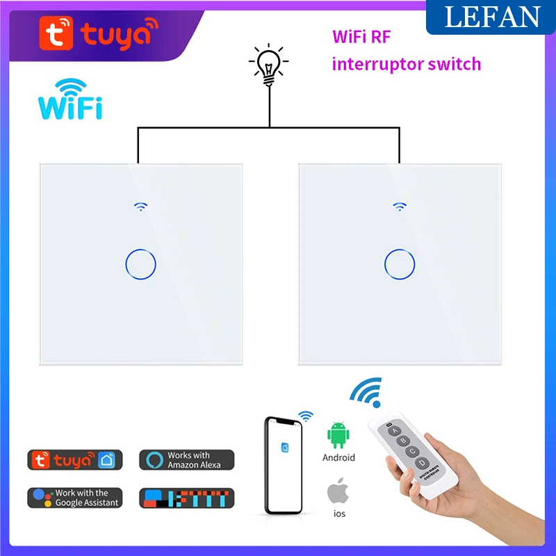 Tuya Smart Light Wifi Switch InterruptorStair Switches Glass Panel App Control Work with Alexa Google Home Yandex Smart Home