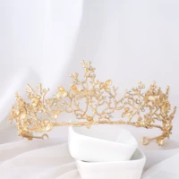 FORSEVEN Gold Color Tiaras Crown Baroque Style Bride Hair Jewelry Headpiece Shining Crystal Noiva Wedding Girls Hair Accessories 3