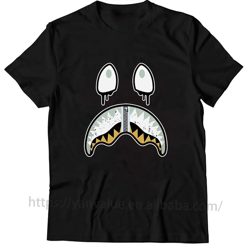 

Wholesale Hot sale Fashion Oem tshirt Shark Face Men Summer Clothes 2022 100% cotton shirt