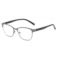 VIVIBEE 2025 Business Style Reading Glasses +150 Men Metal Grey Frame Blue Light Blocking Clear Lens Square Eyeglasses +250 2