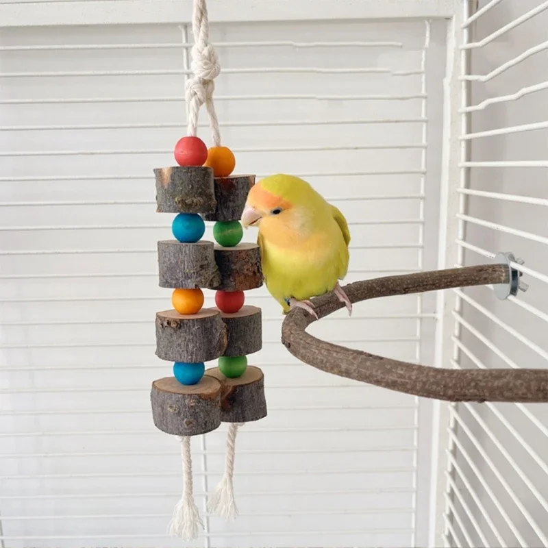 

Cage Bird Beak Grinding Toy Hangable Colorful Beads Toy for Parrot Training