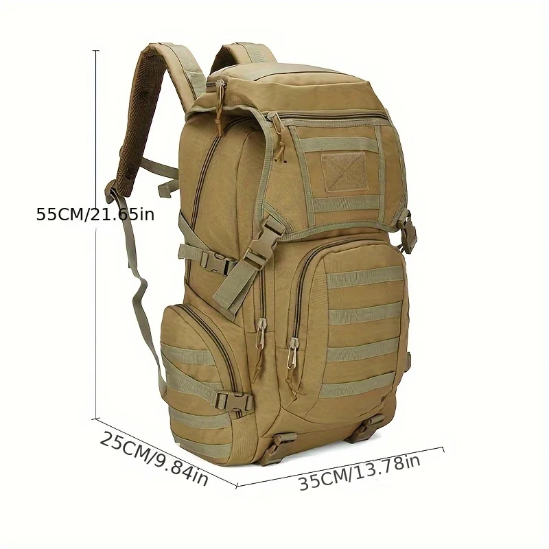 13.21gal Multifunctional Backpack Waterproof Travel Large Backpack for Outdoor Camping Mountain Cycling Sports Khaki Black Bags