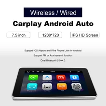 Draadloze Carplay Android Auto Carplay Tablet Draagbare Multimedia Speler Stereo 7.5 Inch Screen Dual Bluetooth Auto Video Spelers