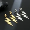 Lightning Bolt Shape Stainless Steel Drop Earrings for Women Girlfriend Party Daily Jewelry Gift Hip Hop Punk Korean Fashion New 2