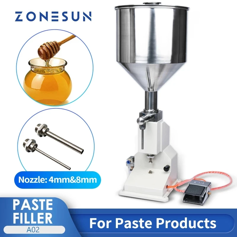 ZONESUN Pneumatic Paste Filling Machine Stainless Steel Honey Tomato Sauce  Lip Gloss 5-50ml 10-100ml Cosmetics Cream Filler