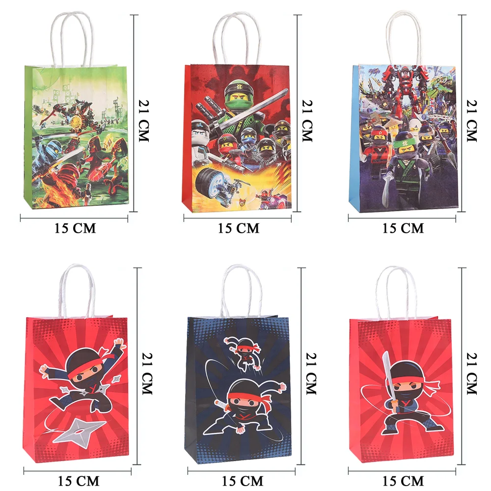 1/3/6 stücke Cartoon Ninja Geschenk Taschen Ninja Geburtstag Party Papier Süßigkeiten Behandeln Goody Tasche Mädchen Gefälligkeiten Baby dusche Dekoration Lieferungen