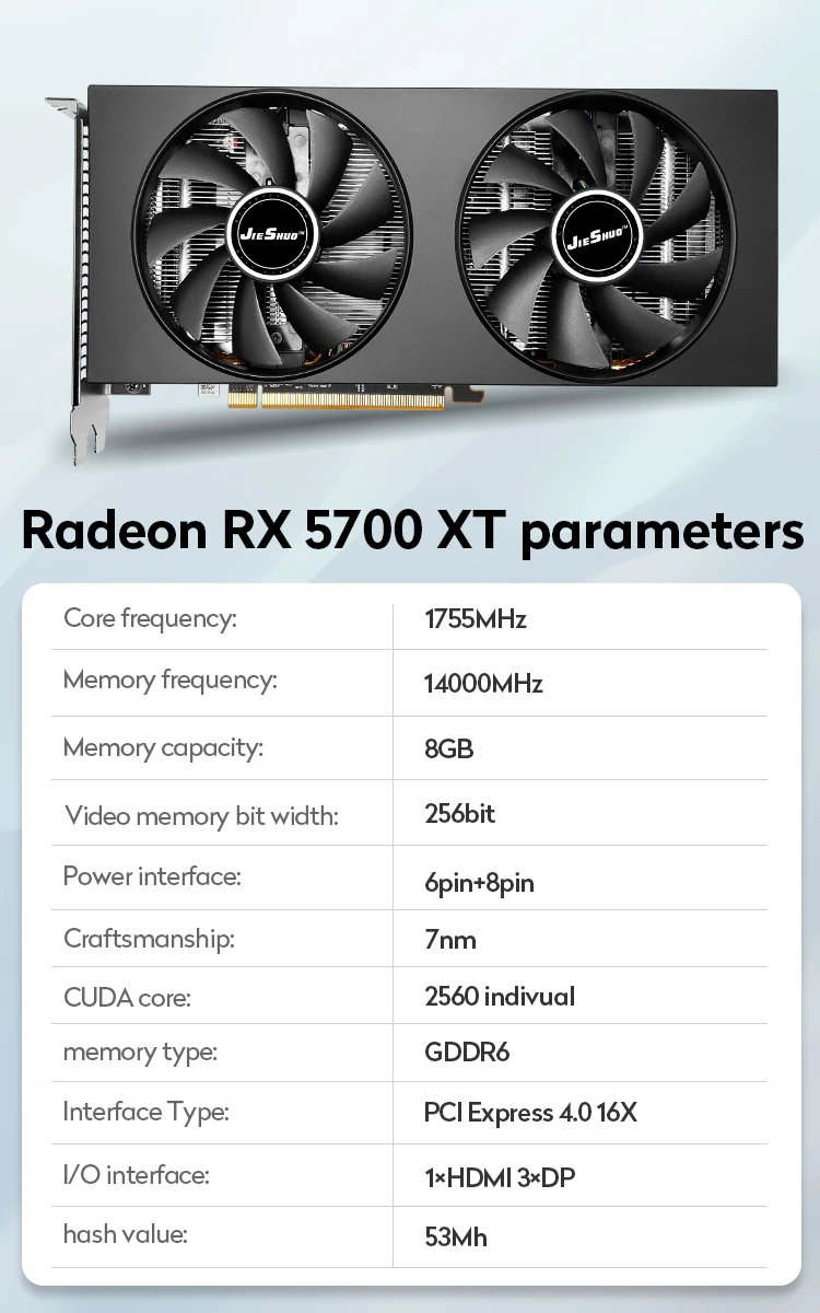 100%NEW RX5600 5700xt 6600 6600XTduplo fã jogo de mesa radeon gpu amd ataland  elsa placa gráfica gddr6 cartão graphics card