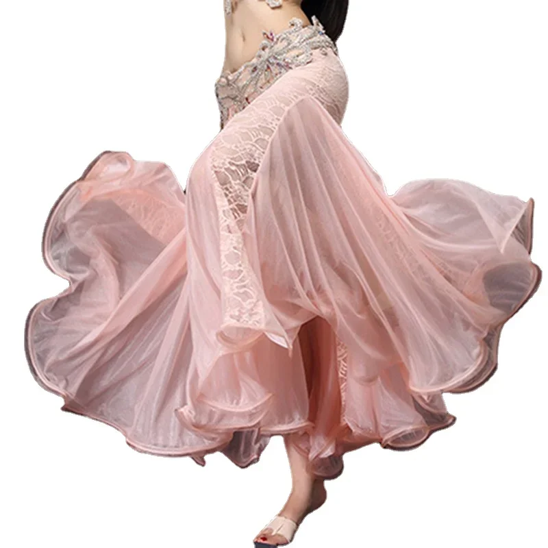 

Woman New Belly Dancing Clothes Professional Long Fish Tail Skirts Wrapped Skirt Lace Women Belly Dance Skirts (without belt)