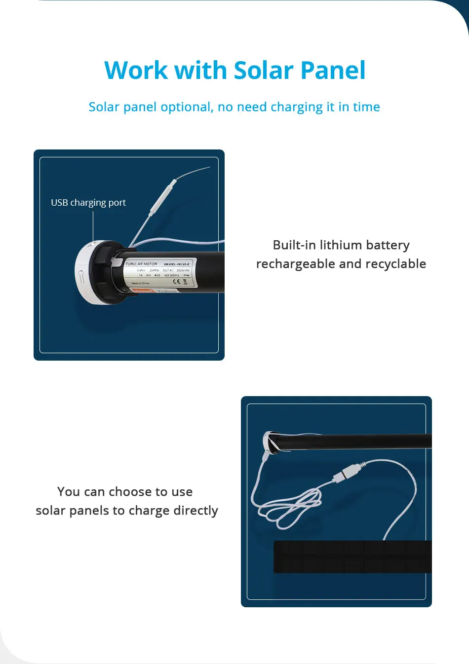 Zemismart-Tuya Zigbee Rolo Shade Motor, Bateria para